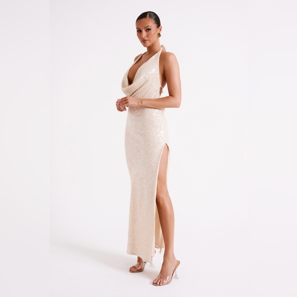 NWT MESHKI Blakely Halter Sequin Maxi Dress SZ M - Picture 11 of 14